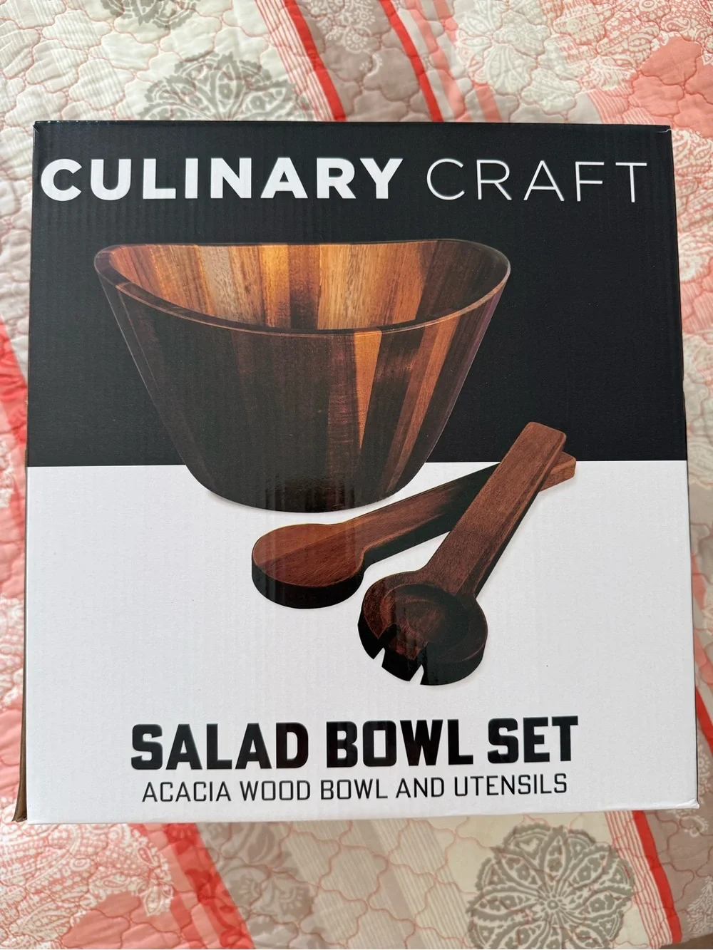 Culinary Craft Acacia Wood Salad Bowl Set - Brown
